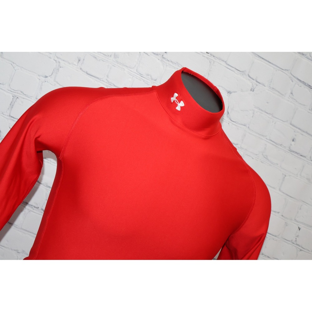 Under Armour ColdGear Mock Turtleneck Compression Shirt Mens Large Red Gym